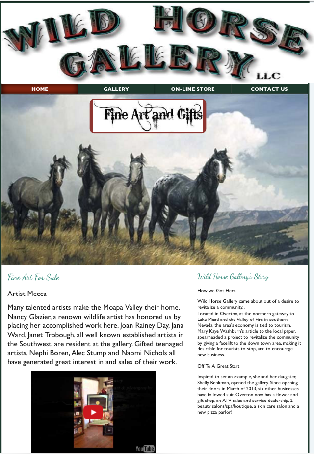 front page photo of WildHorse-Gallery.com website